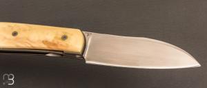 Couteau " custom " pliant de David Lespect - Ivoire de phacochère et lame en RWL34