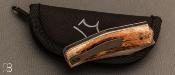 Couteau custom bois de cerf et acier Shirogami N°2 par Guy Poggetti