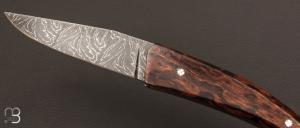 Couteau  de poche damas de Claude Schosseler et bois de fer de Alain & Joris Chomilier