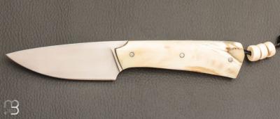   Couteau  droit " Pièce unique " custom par Christophe Arbogast - Ivoire de phacochère et RWL34