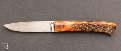    Couteau liner lock par Joël Grandjean - Bois de cerf et RWL34