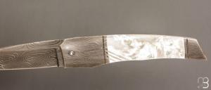    Couteau  " liner-lock custom " par Alain & Joris Chomilier - Nacre et damas de Chad Nichols