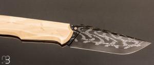    Couteau " custom " de Berthelemy Gabriel - La Forge Agab -  Ivoire de mammouth et damas