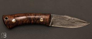 Couteau droit custom Koa et damas par Claude Bouchonville