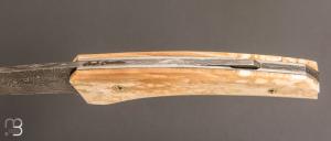   Couteau "Lock-back custom" de Alain & Joris Chomilier - Mammouth et damas "spirographe" de Vegas Forge