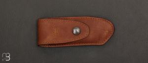 Brown leather knife case by Savignac