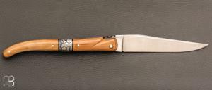    Couteau " Laguiole 12 CM " de Jérôme Lamic - Ivoire de mammouth et fleurs dorées