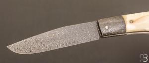  Couteau " Tony XL  " custom de Anthony Brochier - Damas multi-barreaux torsadé et ivoire de phacochère