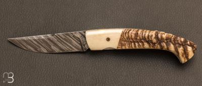 Couteau de poche 1515 Pièce unique - Mouflon et os de renne par Manu Laplace