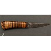 Couteau droit Puukko de Benoit Maguin - Damas et érable ondé