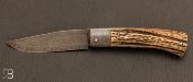 Couteau pliant modèle "Talar" Bois de cerf et damas mosaïque de Anthony Brochier
