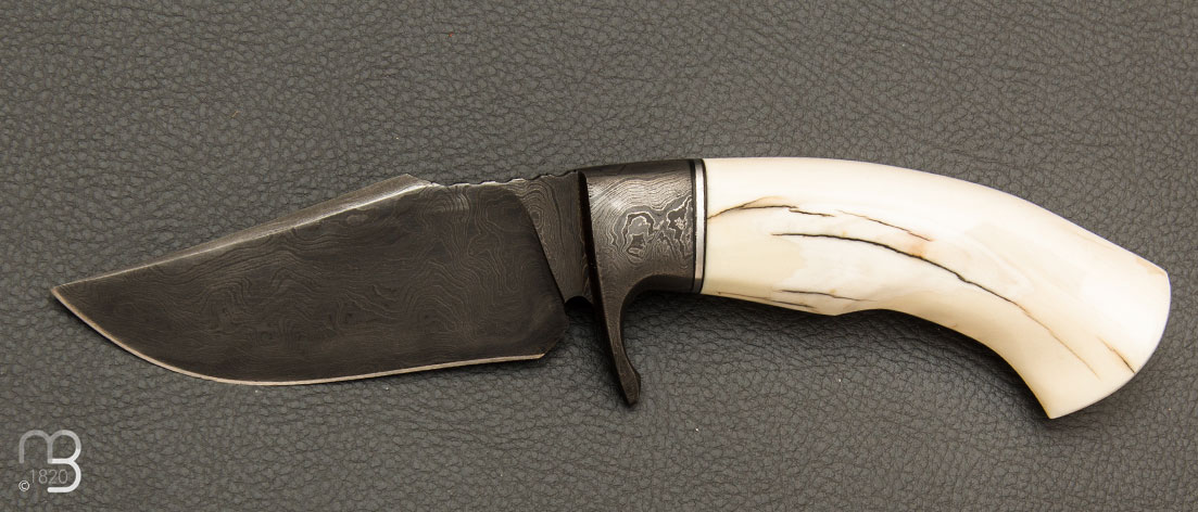 Couteau droit Intégral damas et phacochère de Mickael Moing