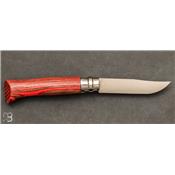 Couteau Opinel N°08 Bouleau Lamellé rouge