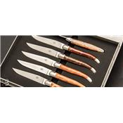 Coffret de 6 couteaux de table LAGUIOLE manches bois assortis par Forge de Laguiole