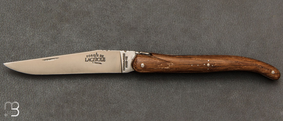 Couteau Laguiole série limitée chêne fossilisé plein manche " Berthier 1820 " par Forge de Laguiole