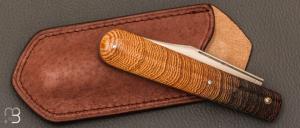    Canif Sheffield "Clip blade" pliant fait main par Bastien Toubhans - Wengé et RWL34