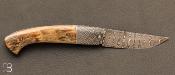 Couteau de poche 1515 Mammouth et damas par Manu LAPLACE