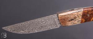   Couteau " 1515 collection Globetrotter " par Manu Laplace - Loupe de marronnier et lame damas