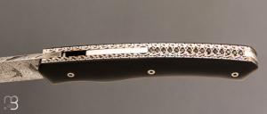   Couteau " 1820 " custom par Louis Contat - Ébène et damas de Nicolas Mestrallet