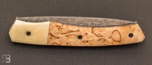 Couteau " 1820 Hors Série N°000 " lame damas flocons - 200 ans Maison Berthier