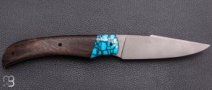Couteau " L'Anaconda " par Lames de l'Ouest - Ziricote et turquoise