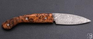    Couteau " Ariégeois " par la Coutellerie Savignac - Loupe d'olivier et Damasteel