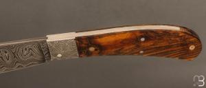   Couteau  " Bombé " custom de Jérôme Bellon - Pistachier et damas