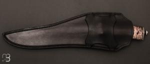  Couteau " Bowie " de Nicolas Mestrallet - Atelier du couteau Vaunaveys - Lame en acier damas forgé et molaire de mammouth