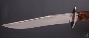     Couteau "Bowie" de Nicolas Mestrallet - Atelier du couteau Vaunaveys - Hêtre echauffé et 80CrV2