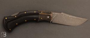 Couteau " Buzzard " pliant custom par Nicolas Weber - Ebène et lame en RWL34
