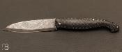 Couteau " Capucin " de Maxime Rossignol - La Forge de Max - Fibres de carbone et lame VG10 suminagashi