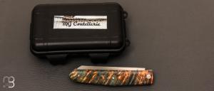 Couteau de poche Cran Plat par MG Coutellerie Marc George - Loupe de peuplier stabilisée et Elmax