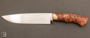 Couteau   "  Custom fixe " en rable ond stabilis et 80CrV2 de Camille Sennegon