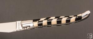   Couteau  "  Damier " par Laguiole en Aubrac - Ebène/ivoire de mammouth