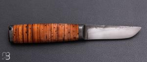   Couteau " F " droit de Frédéric Maschio - écorces de bouleau