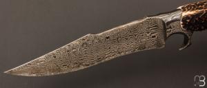   Couteau " Fighter Sub hilt  " de Samuel Lurquin - Damas et cerf sambar