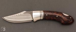   Couteau " Frelon " custom lock-back par Raphaël Durand - Bois de fer et lame Suminagashi