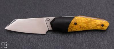    Couteau " Front-flipper custom " par Fabio Pitton - Loupe d'érable stabilisée et lame en M390