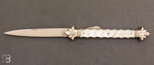 Couteau " Gentilhomme nacre et argent à la façon Châtellerault XIX ème " custom par Alex Dubois - Coutellerie Nuage