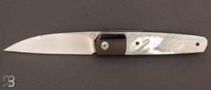 Couteau   "  Gentleman " custom par Maxime Belzunce - Nacre blanche et RWL-34