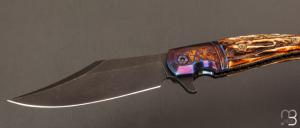    Couteau " Gitano Custom " pliant de Gudy van Poppel - Cerf Sambar et Böhler N690