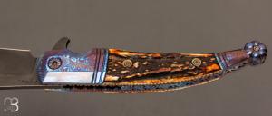    Couteau " Gitano Custom " pliant de Gudy van Poppel - Cerf Sambar et Böhler N690
