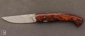 Couteau "Globetrotter" custom par Manu Laplace - Atelier 1515 - Bois de fer et Damas