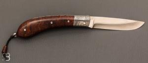 Couteau  "  HERMINE " custom en bois de fer et damas par Erwan Pincemin