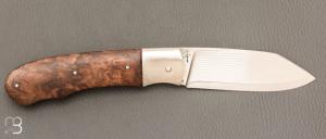 Couteau  " JB  " pliant de Fabrice Cotroneo - Loupe de Noyer et Suminagshi SG2