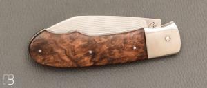 Couteau  " JB  " pliant de Fabrice Cotroneo - Loupe de Noyer et Suminagshi SG2