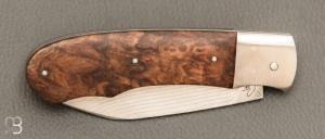 Couteau  " JB  " pliant de Fabrice Cotroneo - Loupe de Noyer et Suminagshi SG2