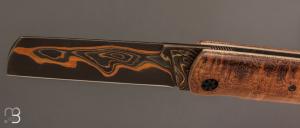    Couteau " Kosto " custom de Michel Grini - Micarta vintage et lame en Tigermaï