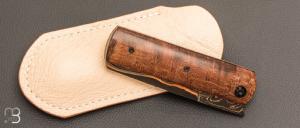    Couteau " Kosto " custom de Michel Grini - Micarta vintage et lame en Tigermaï