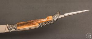 Couteau " Laguiole 12CM 3 pièces  " custom de Jérôme Bellon - Ivoire de mammouth / damas et RWL34